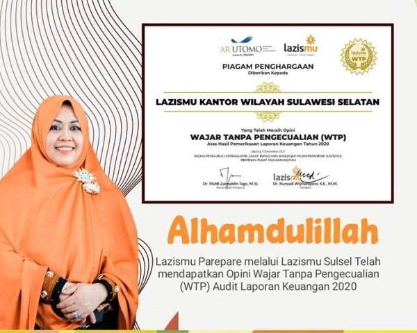 Erna Rasyid Taufan Antarkan Lazismu Parepare Raih WTP 2 Tahun Berturut-turut