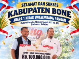 Bone Juara I Kirab Swasembada Pangan Sulsel, Bawa Pulang Hadiah Rp100 Juta